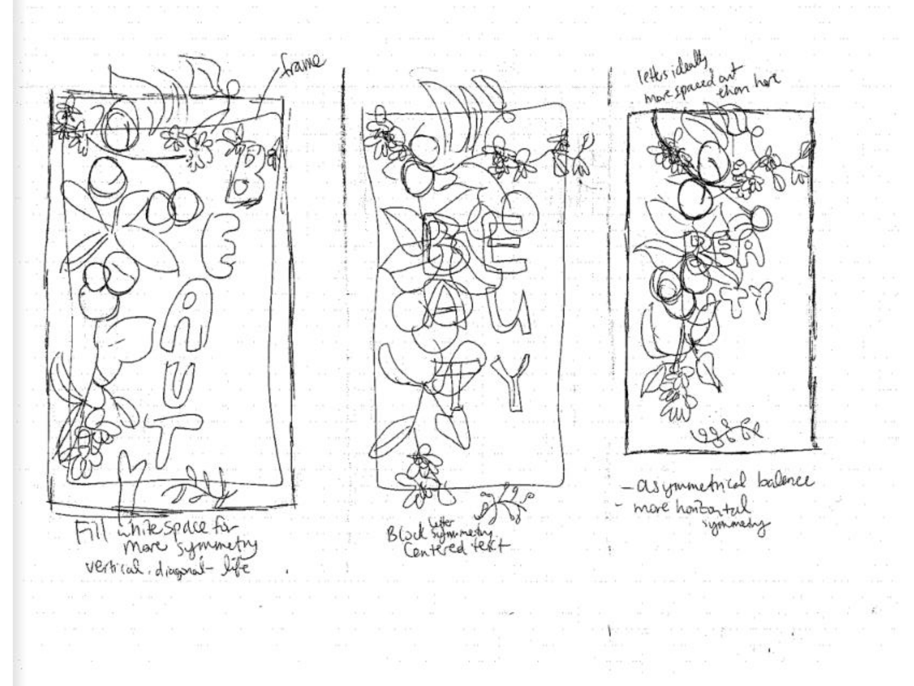 floral typography sketches